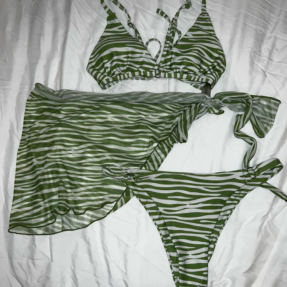 Green Zebra Print Bikini